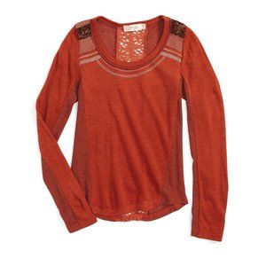 Miss Me Cinnamon Sequin Crochet Top S